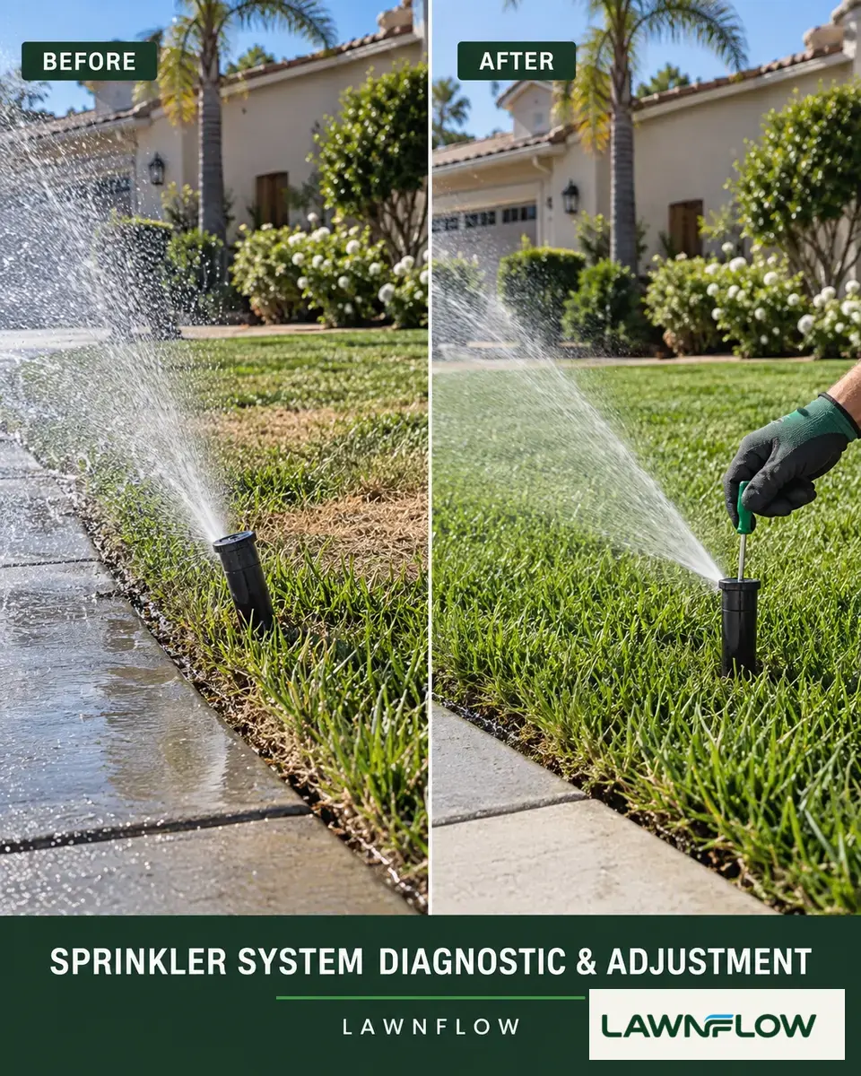 LawnFlow sprinkler system adjustment and coverage test