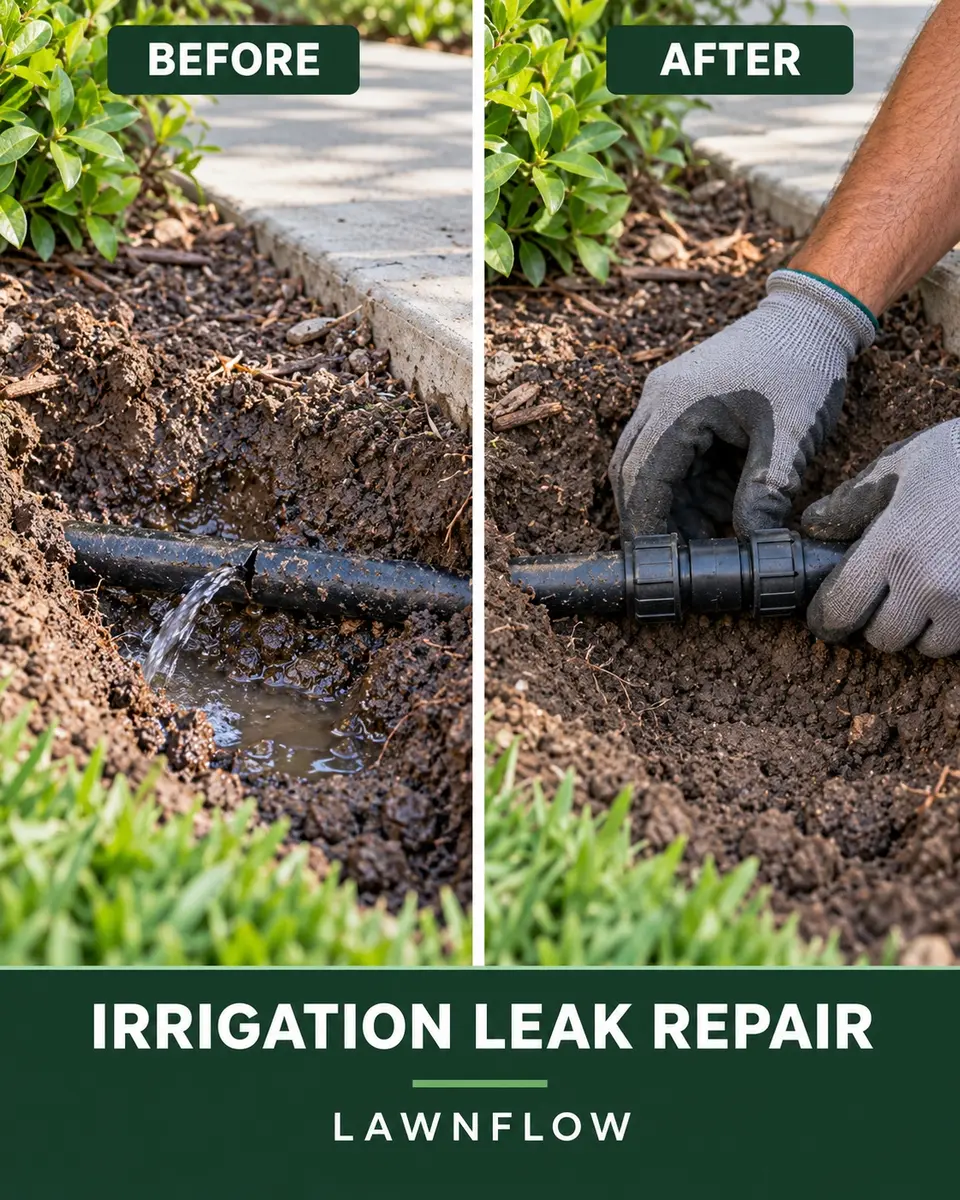 Irrigation line leaking before repair
